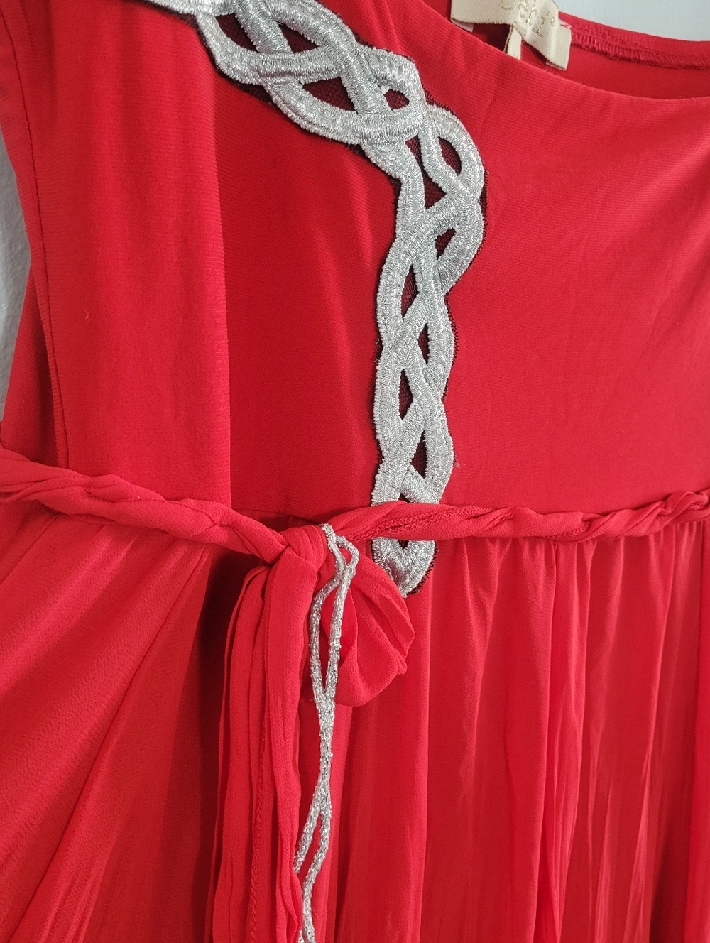 TEBI Grecian Red Maxi Dress Sz 42 (M/L) Empire Waist Formal Vtg-inspired - Picture 6 of 14